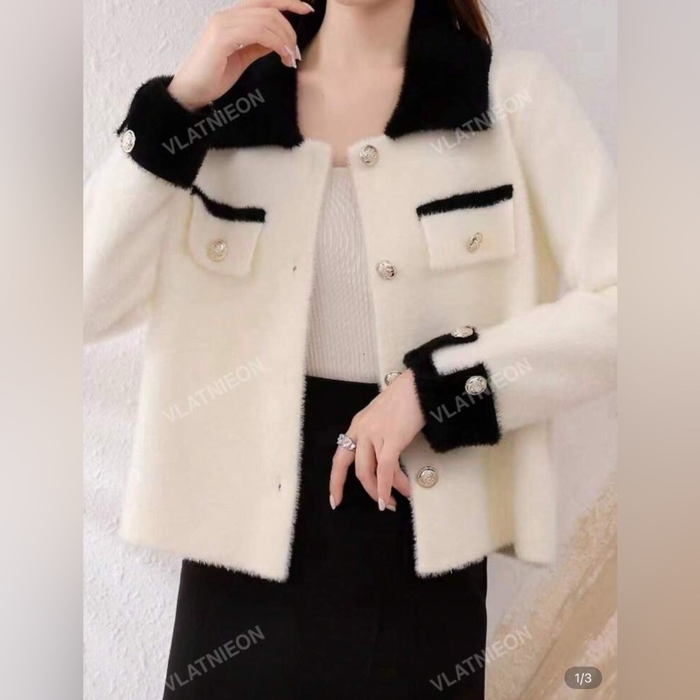 Contrast Trim Flap Detail Cardigan